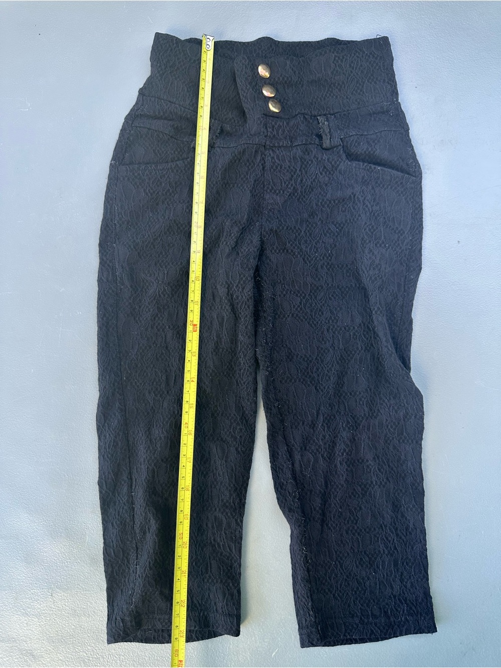 Helix Black High-Rise pants with Gold Buttons